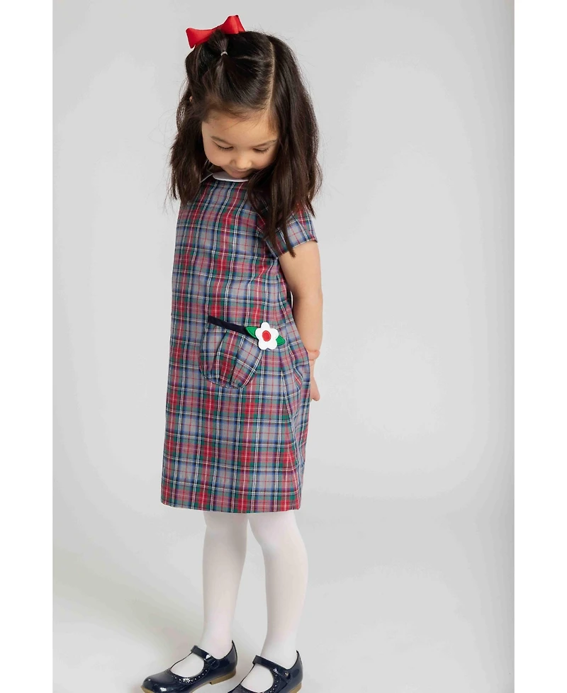 Florence Eiseman Toddler Girls' 2T-5T Short-Sleeve Flower-Applique A-Line Cotton Dress