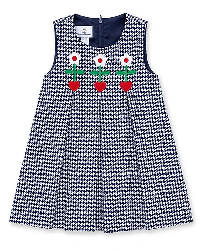 Florence Eiseman Girls (4-6X) Houndstooth Jumper with Hearts and Flowers Dress