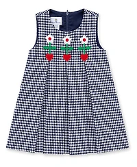Florence Eiseman Girls (4-6X) Houndstooth Jumper with Hearts and Flowers Dress