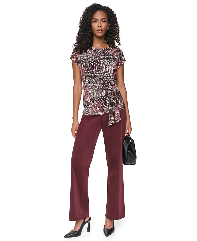Dkny Women's Tie-Front Print Blouse