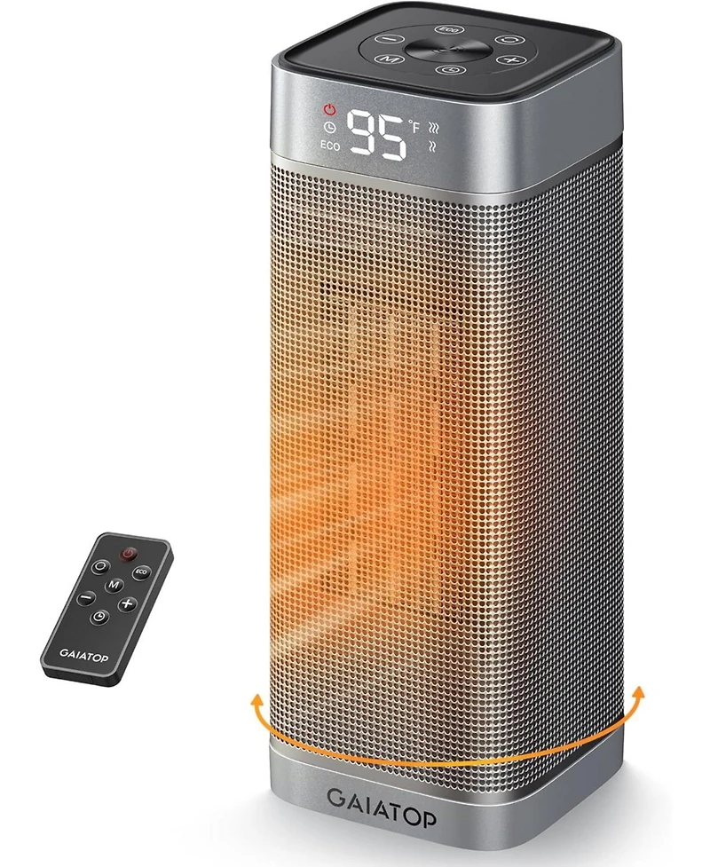 Space Heaters for Indoor Use, Portable Electric Heater with Thermostat, 1500W Ptc Ceramic Room Heater with Remote, 5 Modes, 60degree