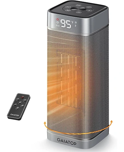 Space Heaters for Indoor Use, Portable Electric Heater with Thermostat, 1500W Ptc Ceramic Room Heater with Remote, 5 Modes, 60degree