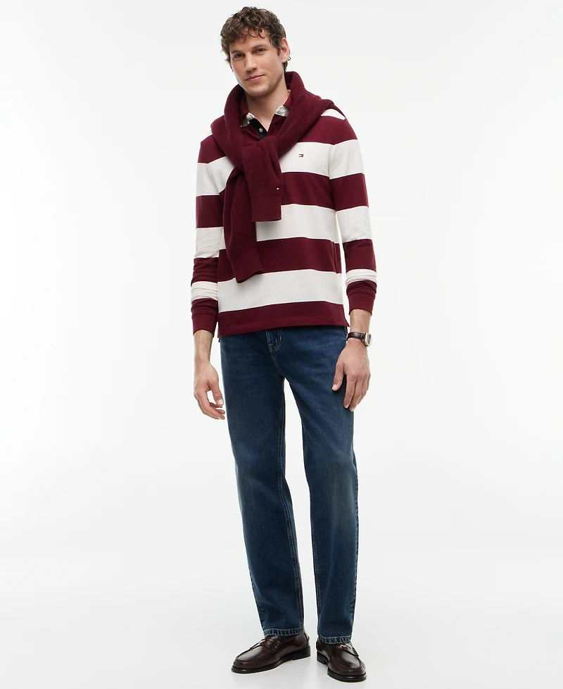 Tommy Hilfiger Men's Striped Classic Rugby Polo Shirt