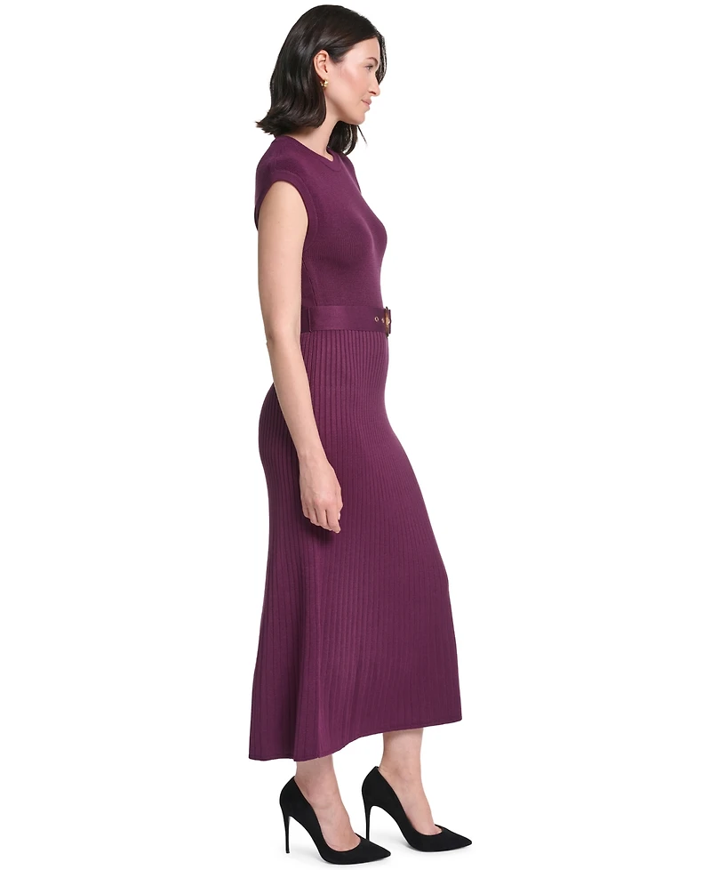 Jessica Howard Women's Belted Midi Ribbed Dress