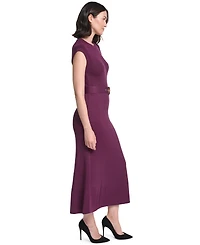 Jessica Howard Women's Belted Midi Ribbed Dress