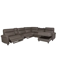 Thandler 6-Piece Leather Chaise Sectional with Power Recliners and Storage Console, Exclusively at Macy's