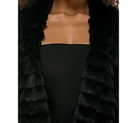 Seni & Cade Women's Tiered Cropped Faux Fur Shawl Jacket