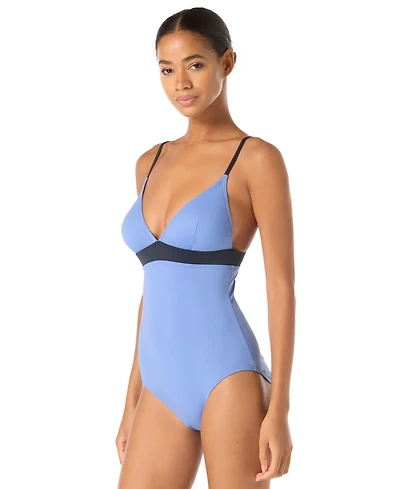 kate spade new york Women's Colorblock V-Neck One-Piece Swimsuit