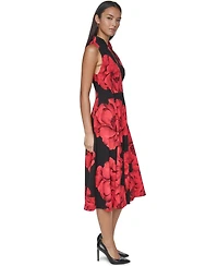 Calvin Klein Women's Halter V-Neck Floral-Print Midi Dress
