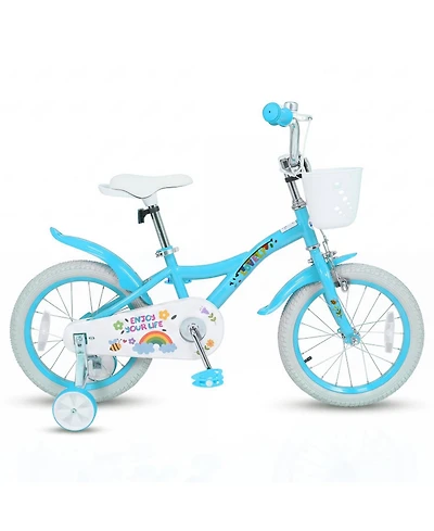 Sugift 16 in Girls Bike with Training Wheels and Basket, Ages 4-7