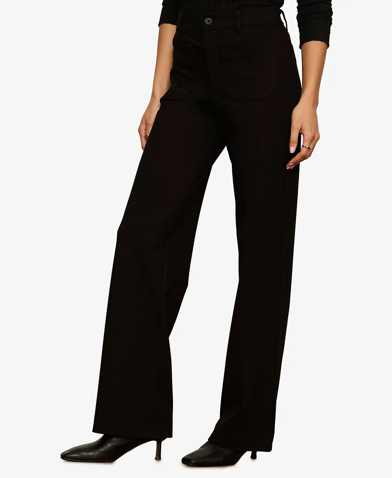 Sanctuary Petite Marine Wide-Leg High-Waist Ponte Pants