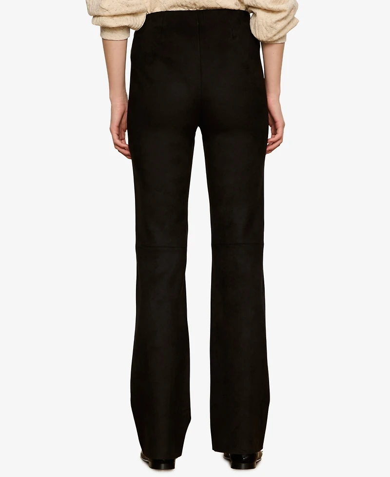 Sanctuary Petite Sashay Faux Suede Flared-Leg Mid-Rise Leggings