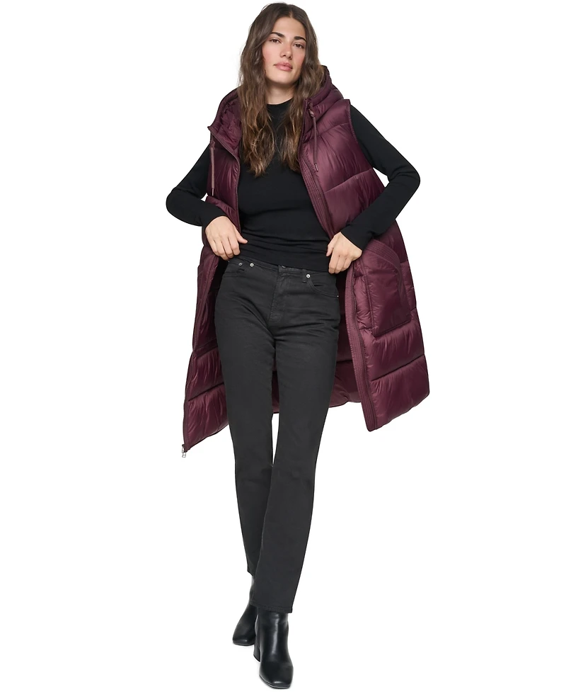 Andrew Marc Women's Kerr Water-Resistant Puffer Vest with Detachable Hood
