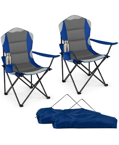 Sugift 2-Piece Padded Folding Camping Chair Set with Cup Holders and Carrying Bags