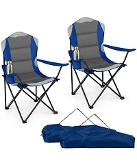 Sugift 2-Piece Padded Folding Camping Chair Set with Cup Holders and Carrying Bags