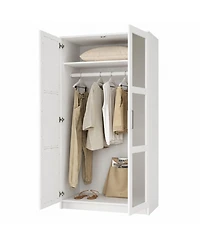 Palace Imports 100% Solid Wood Urban 2-Door Wardrobe Armoire with Mirrored Doors