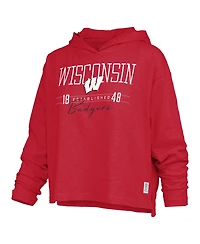 Pressbox Women's Wisconsin Badgers Castillo Slub Oversized Hooded Long-Sleeve T-Shirt