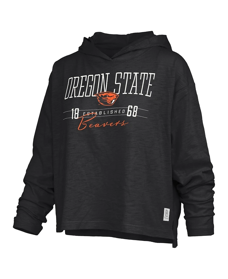 Pressbox Women's Oregon State Beavers Castillo Oversized Slub Hooded Long-Sleeve T-Shirt