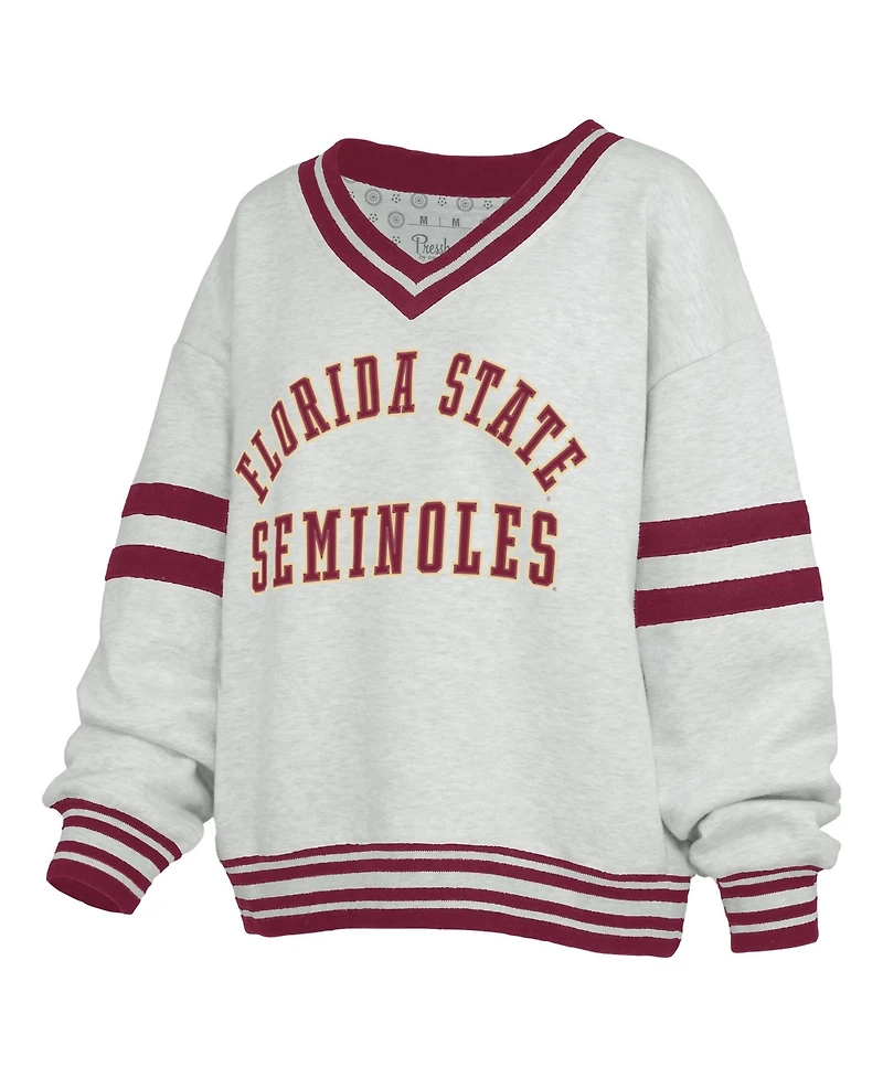 Pressbox Women's Florida State Seminoles Oates V-Neck Dropped-Shoulder Tackle-Twill Sweatshirt