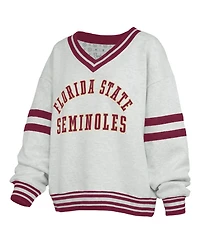 Pressbox Women's Florida State Seminoles Oates V-Neck Dropped-Shoulder Tackle-Twill Sweatshirt