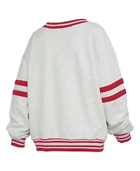 Pressbox Women's Nebraska Huskers Oates Dropped-Shoulder Oversized V-Neck Sweatshirt