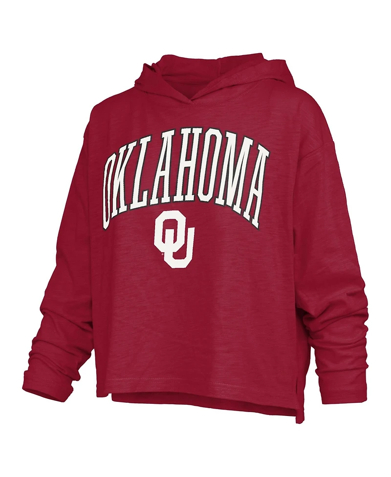 Pressbox Women's Oklahoma Sooners Nelson Hooded Slub Long-Sleeve T-Shirt