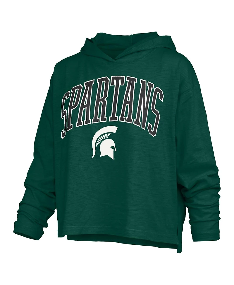 Pressbox Women's Michigan State Spartans Nelson Long-Sleeve Hooded Slub T-Shirt