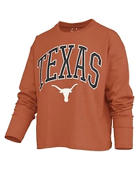 Pressbox Women's Texas Longhorns Motley Boxy Burnout Waist-Length T-Shirt