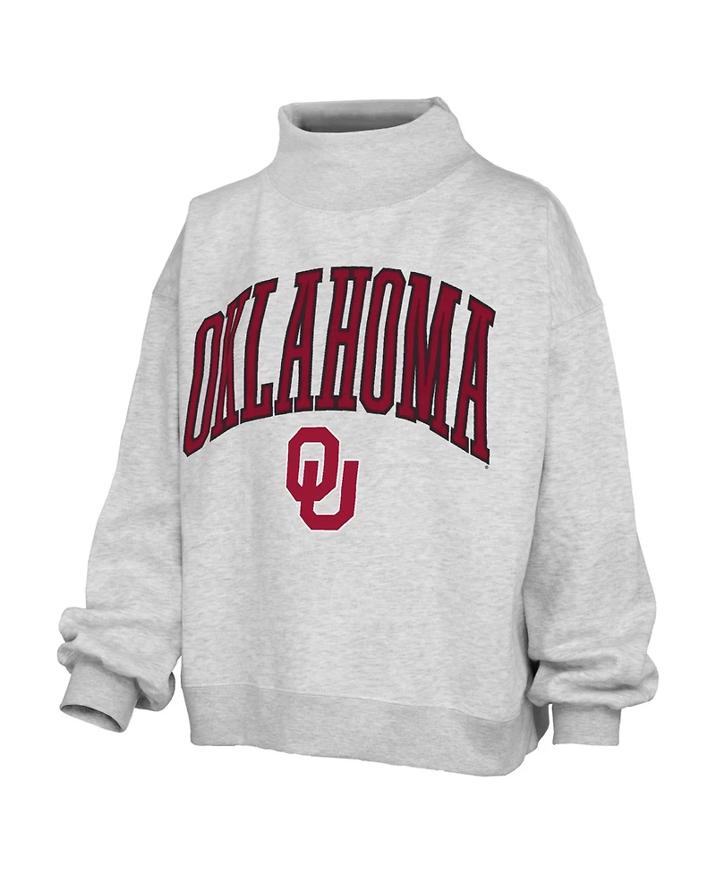 Pressbox Women's Nelson Texture Lingo Oklahoma Sooners Oversized Mock Neck Cotton-Blend Fleece Sweatshirt