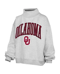 Pressbox Women's Nelson Texture Lingo Oklahoma Sooners Oversized Mock Neck Cotton-Blend Fleece Sweatshirt