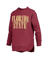 Pressbox Women's Florida State Seminoles Quilted Oversized-Fit Long-Sleeve Pullover Sweatshirt