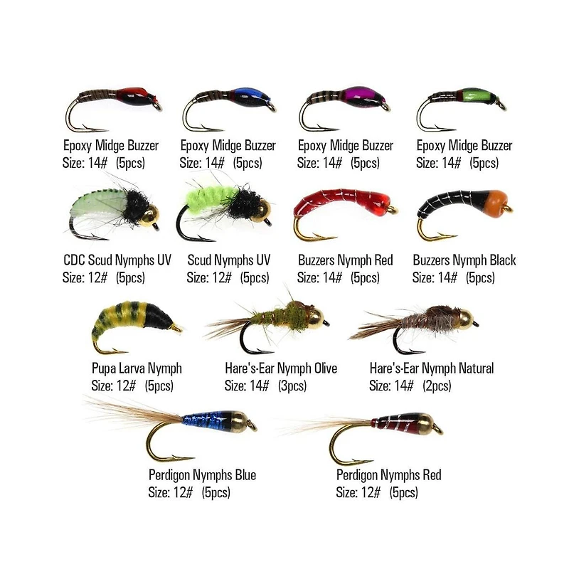 Piscifun 60 Hand Tied Fly Fishing Flies Assortment Trout Freshwater with Storage Box