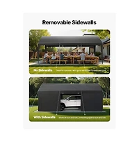 Sugift 10 x 20 Feet Carport Outdoor Car Canopy with Removable Sidewalls and Door Heavy Duty Shelter