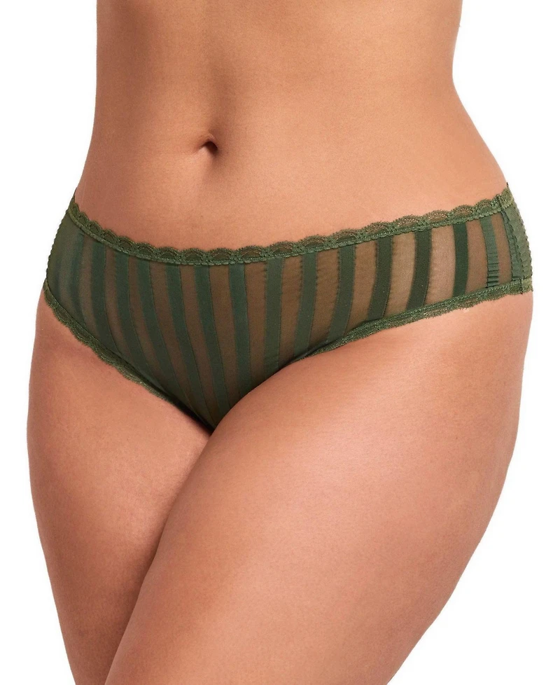 Adore Me Plus Juno Cheeky Striped Mesh Lace Trim Panty