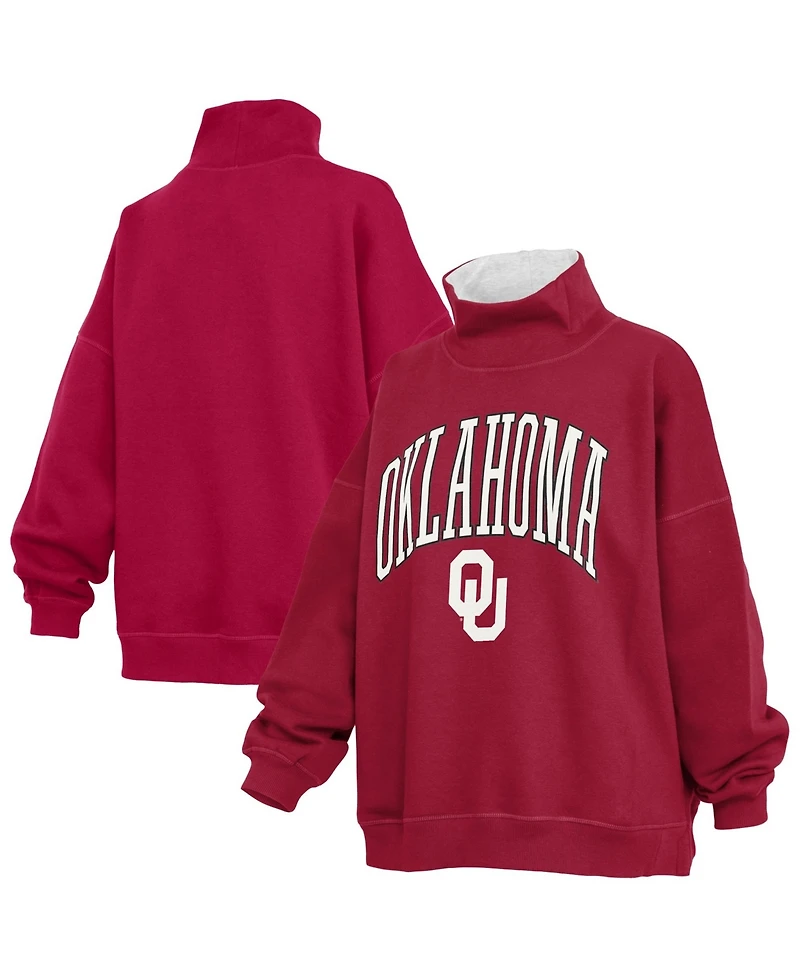 Pressbox Women's Oklahoma Sooners Oversized Graphic Mock Neck Sweatshirt