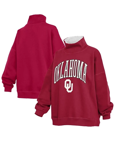 Pressbox Women's Oklahoma Sooners Oversized Graphic Mock Neck Sweatshirt