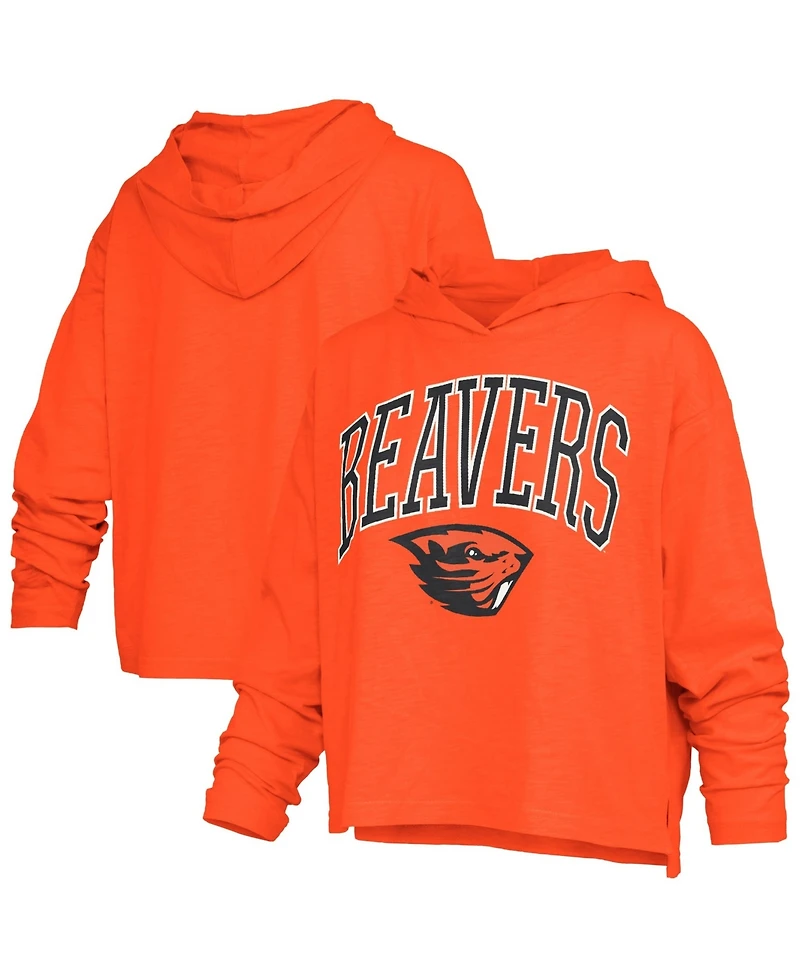 Pressbox Women's Nelson Oregon State Beavers Hooded Long Sleeve Slub T-Shirt