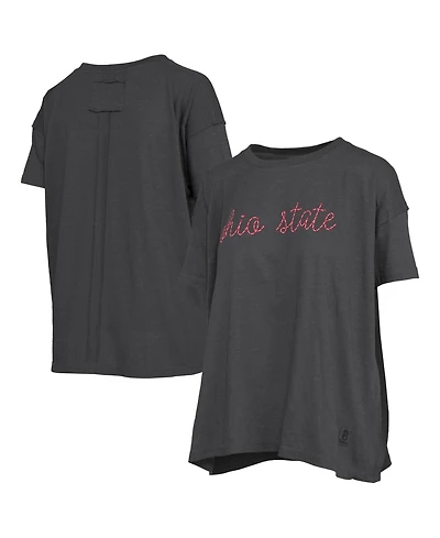 Pressbox Women's Ohio State Buckeyes Swirl Script Oversized T-Shirt