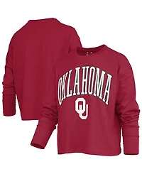 Pressbox Women's Oklahoma Sooners Motley Boxy Waist-Length Long-Sleeve T-Shirt