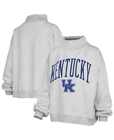 Pressbox Women's Nelson Texture Lingo Kentucky Wildcats Oversized Mock Neck Fleece Sweatshirt