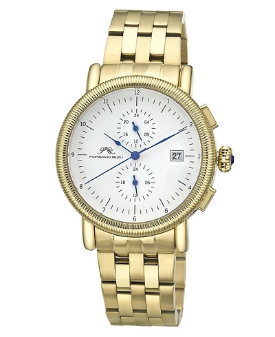 Porsamo Bleu Men's Valor Chronograph Stainless Steel Gold Tone Watch 44 mm