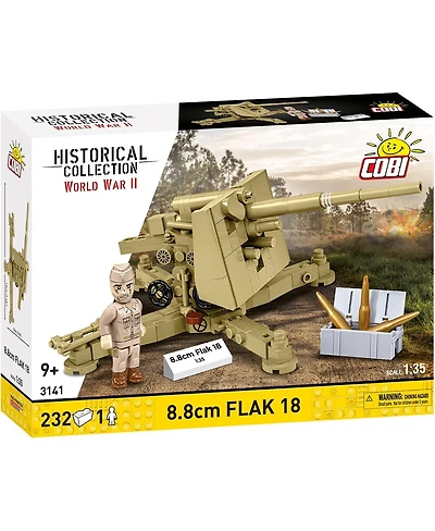 Cobi Historical Collection Wwii 8.8 cm Flak 18 (Dak) Cannon 232-Piece Building Set, Ages 9+