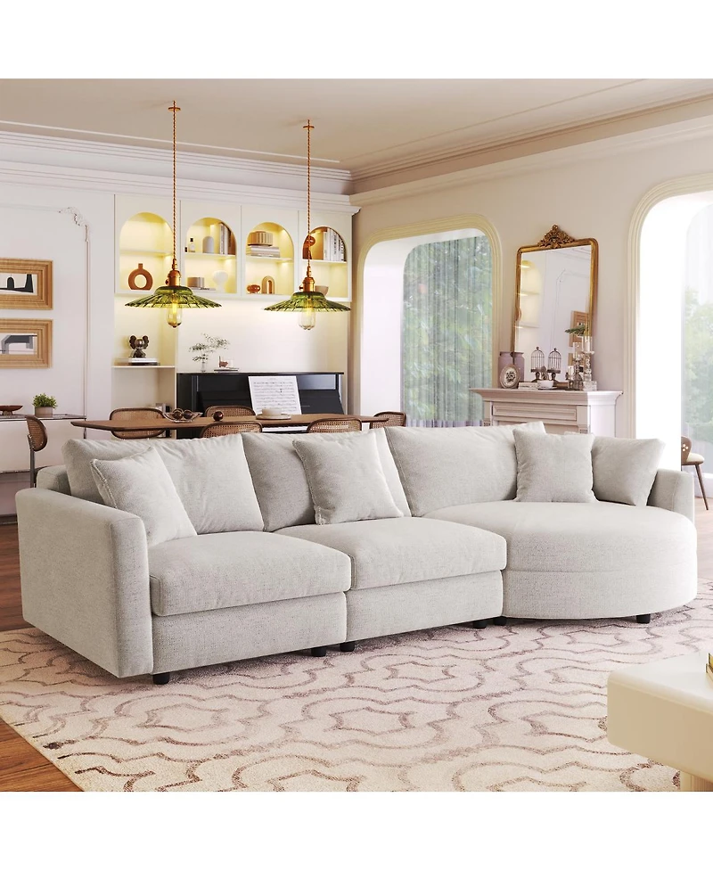 Streamdale Furniture 107" Chenille 3-Piece Sectional Sofa with Curved Chaise