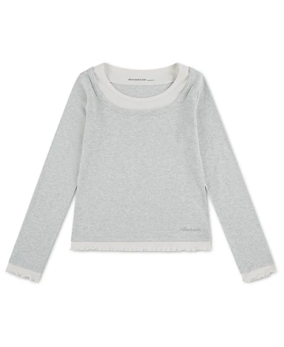 abercrombie kids Girls' 4-16 Twofer Layered Long-Sleeve Ruffled Scoop Neck T-Shirt