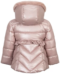S Rothschild & Co Baby Girls' Metallic Fit Flare Hooded Coat
