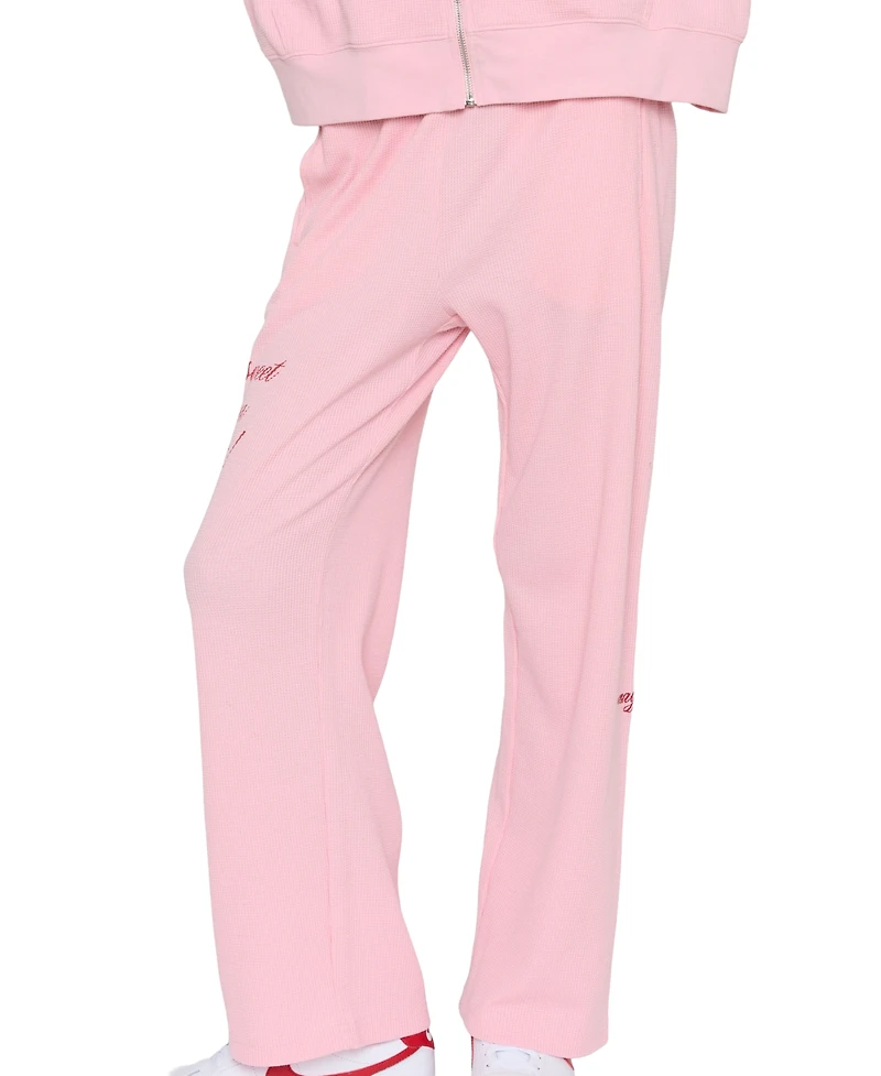Mayfair Juniors' Life Is Sweet Pull-On Graphic Wide-Leg Sweatpants