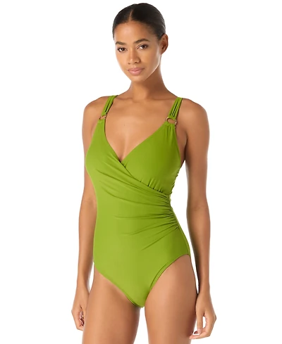 Michael Kors Women's Surplice Tummy-Control Full-Coverage One-Piece Swimsuit