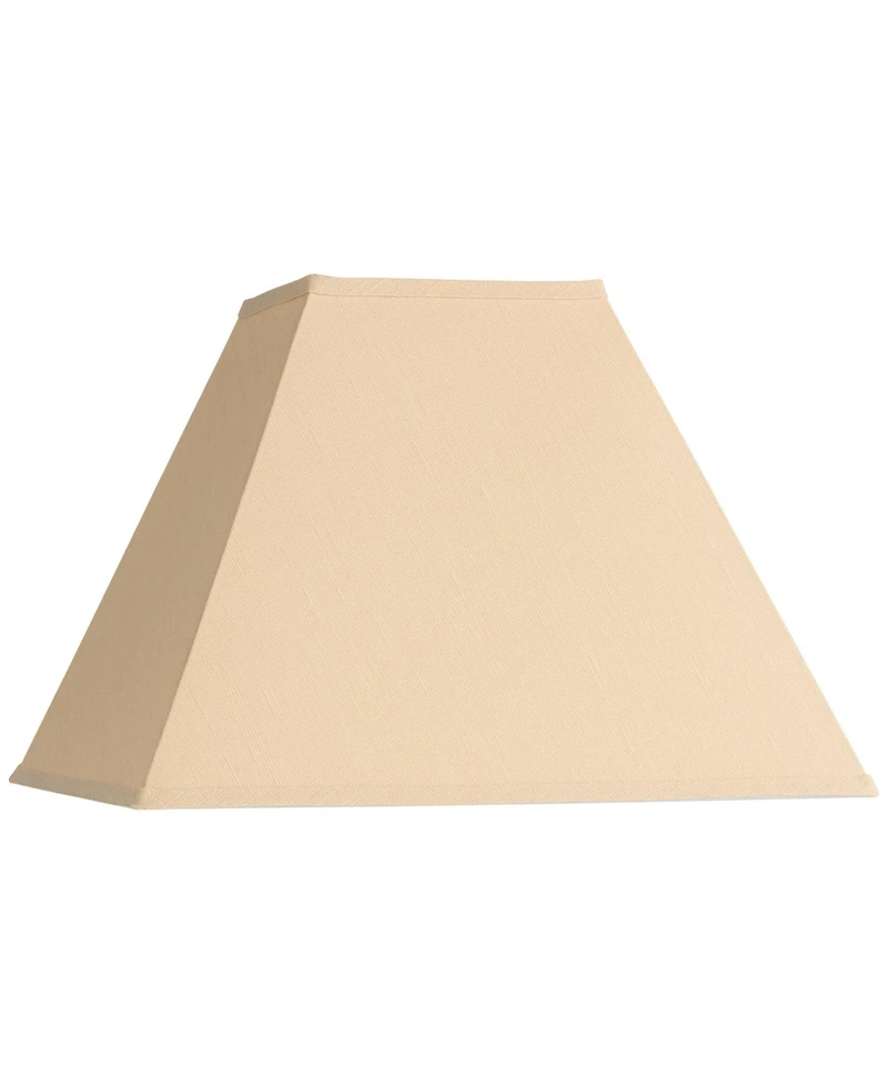 Springcrest Beige Linen Large Square Lamp Shade 7" Top x 17" Bottom x 13" Slant x 12" High (Spider) Replacement with Harp and Fini