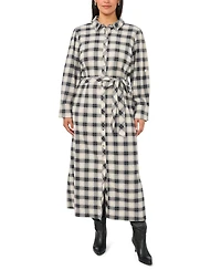Vince Camuto Plus Plaid Midi Loose-Fit Shirt Dress