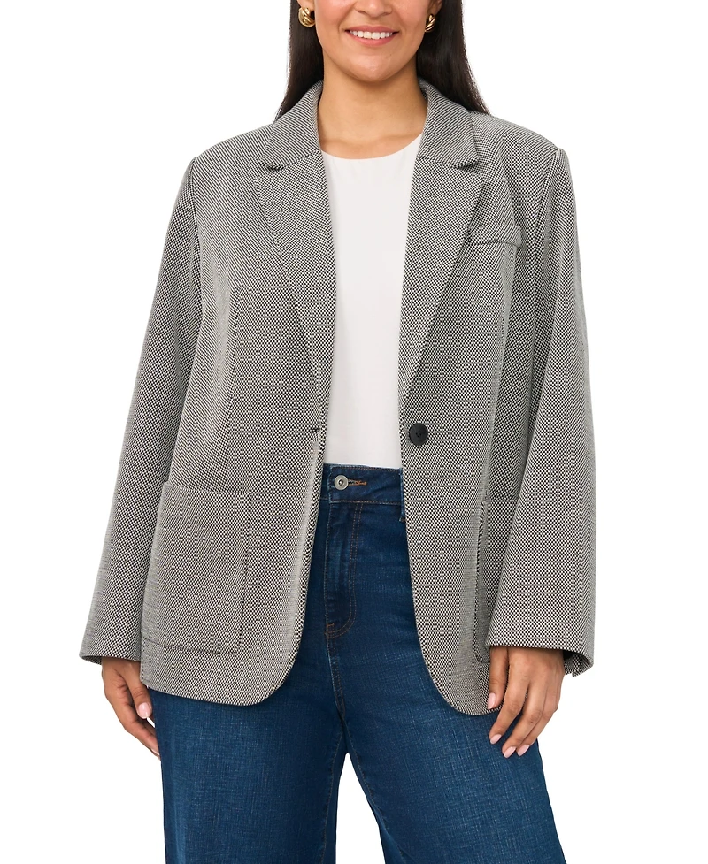Vince Camuto Plus Single-Button Mid-Length Stretch Blazer